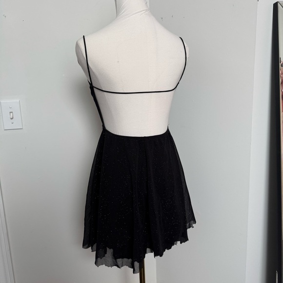 Elegant vintage glitter Black Spaghetti Strap Dress fairy grunge whimsy goth S - Picture 5 of 7